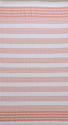 Orange/White Nesta beach towel made with 100% organic cotton, with a luxuriously soft texture and carefully fabricated comfort