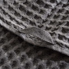Close-up of Silver Delight Seren Organic Cotton Waffle Bath Set, showcasing the soft texture and luxurious waffle weave design