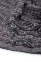 Close-up of the Zeus Organic Cotton Bath, Hand & Washcloth Set in Cozy Cobalt, showcasing the soft texture, vibrant colour with a hanger