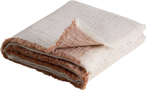 Folded pink blanket on a white background