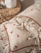 Muslin Duvet Cover Set in beige made with organic sheets (close up).