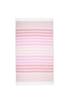 Striped pink and white towel on a white background